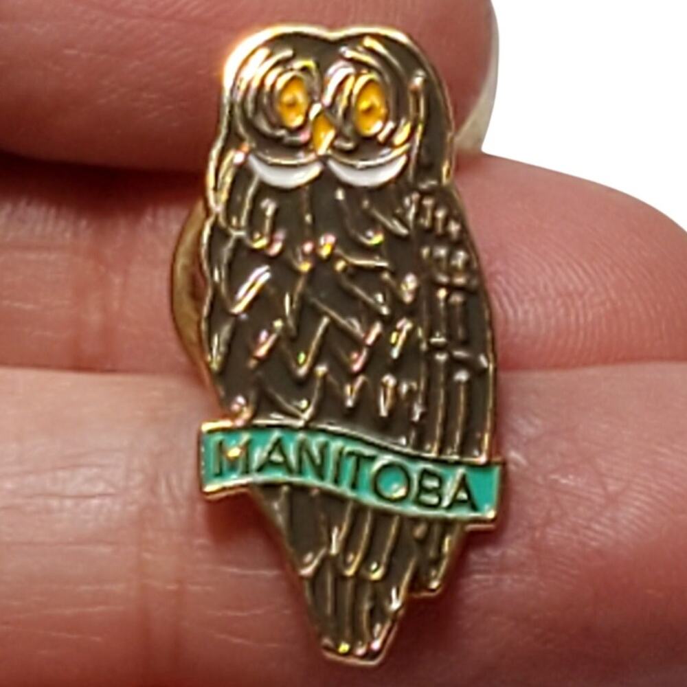 Vintage Manitoba Owl Lapel Hat Pin Canada Travel Souvenir Gift